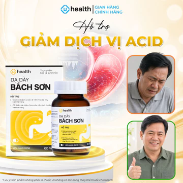 Viên uống hỗ trợ giảm ợ hơi ợ chua, hỗ trợ trào ngược, đầy hơi, hỗ trợ Dạ Dày Bách Sơn Uhealth 60 viên