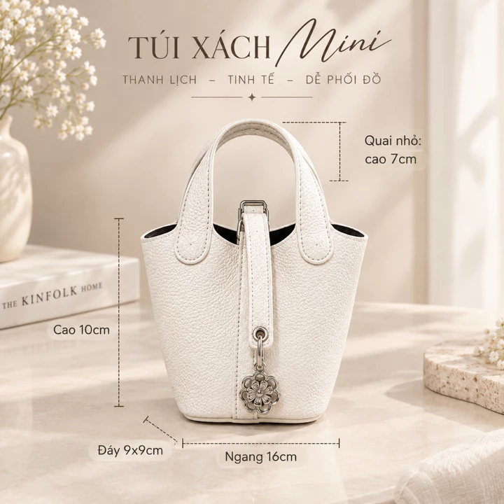 Túi Bucket Mini PK2603, Túi Xách Nữ Mini, Túi Xách Nữ Đeo Chéo Thiết Kế Thanh Lịch Kèm Dây Đeo Phù Hợp Đi Làm Đi Chơi JM – 2