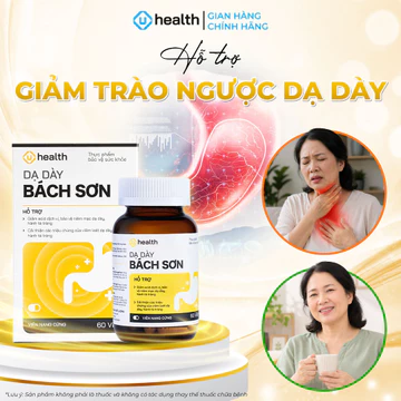 [Mua 2 Tặng 1] Viên uống hỗ trợ Dạ Dày Bách Sơn Uhealth, giảm ợ chua, hỗ trợ trào ngược, thảo dược Đông y