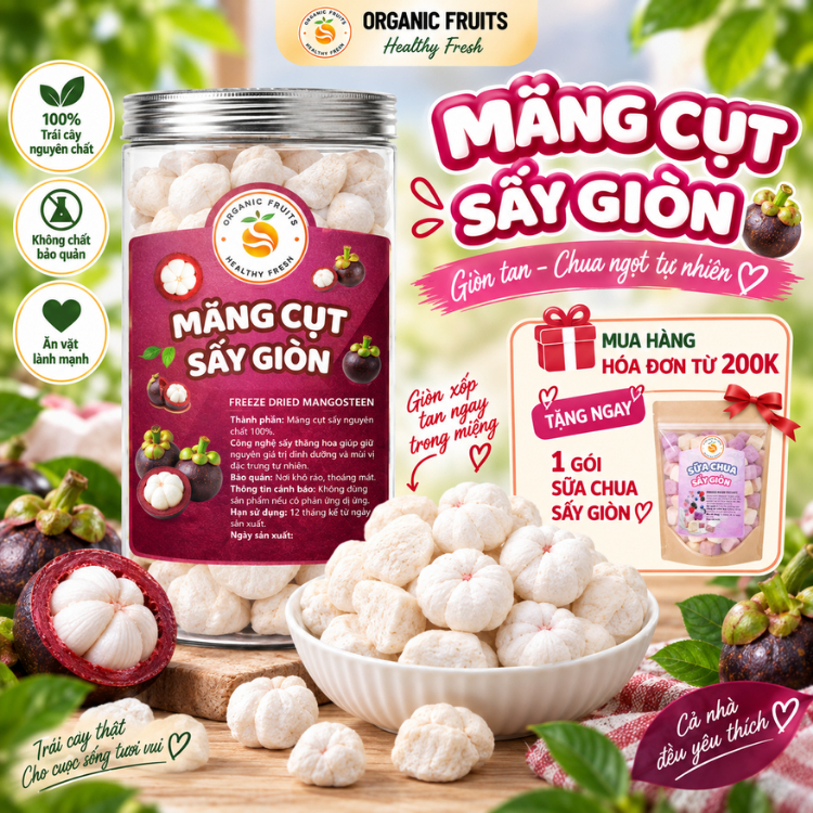 Măng Cụt Sấy Giòn – Măng Cụt Sấy Thăng Hoa Giòn Xốp Chua Ngọt Tự Nhiên, Snack Trái Cây Ăn Vặt – Đồ Ăn Vặt Healthy