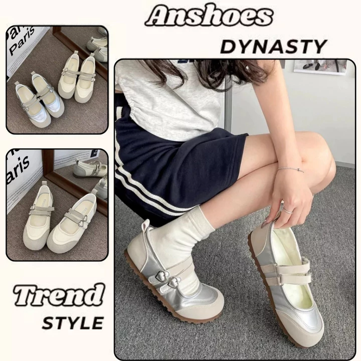 Giày Mary Jane Nữ, Giày Búp Bê Mary Jane Da Lộn Hai Khóa Hàn Quốc N49 || Anshoes Dynasty