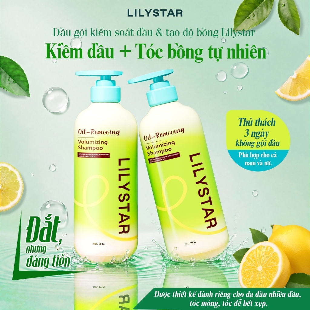Dầu Gội Lilystar Giúp Ngăn Ngừa Rụng, Kiểm Soát Dầu Tốt, Tạo Độ Phồng Cho Tóc Phiên Bản Mới 500g