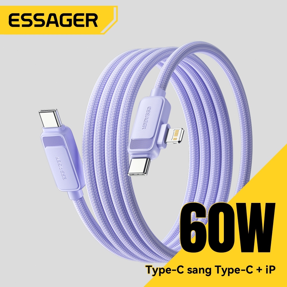 Essager Cáp sạc nhanh 60W Loại C đến Loại C Cáp sạc nhanh USB C sang USB C QC4.0 PD30W cho Xiaomi 10 Pro Huawei – ảnh mô tả chi tiết 3