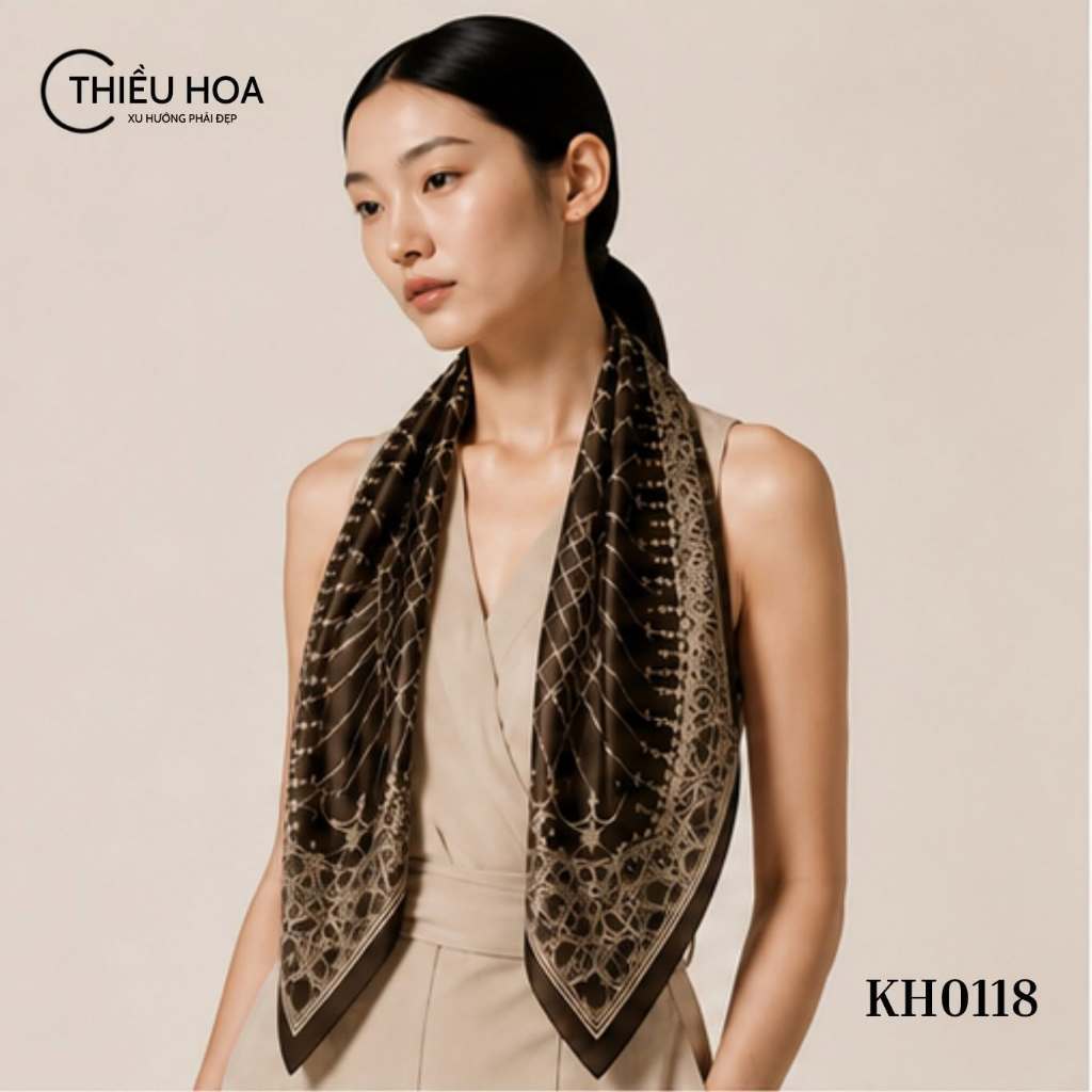 Khăn lụa dài thiết kế thanh lịch- Quà Tặng sang trọng thương hiệu Thiều Hoa KH0118