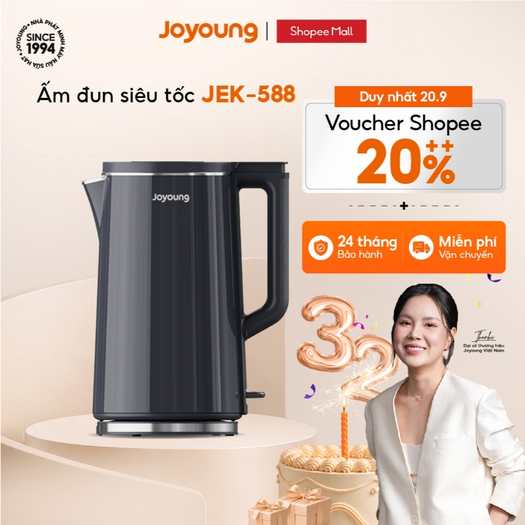 Ấm đun siêu tốc Joyoung JEK-588 | Dung tích 1.7L | Công suất 1800W
