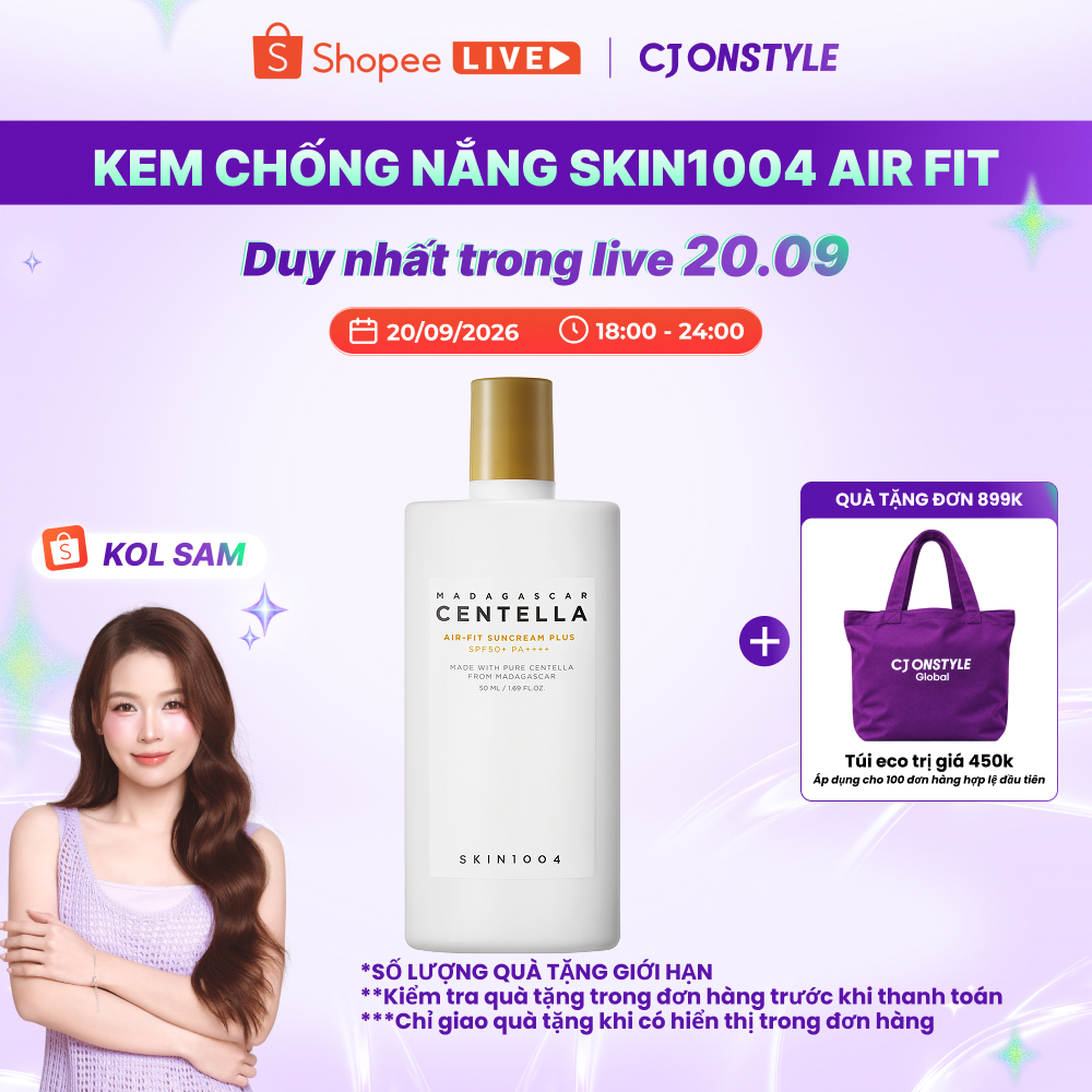 Kem chống nắng Skin1004 Madagascar Centella Air-Fit SunCream Plus SPF50+ PA++++ kiềm dầu, nâng tone 50ml