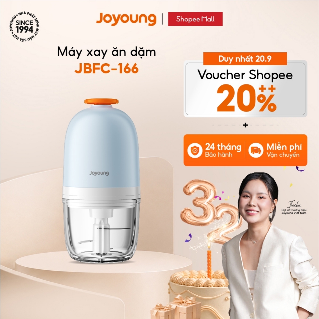 Máy xay thức ăn dặm 0.3L Joyoung JBFC-166 | Lưỡi dao 6 cánh | Công suất 200W