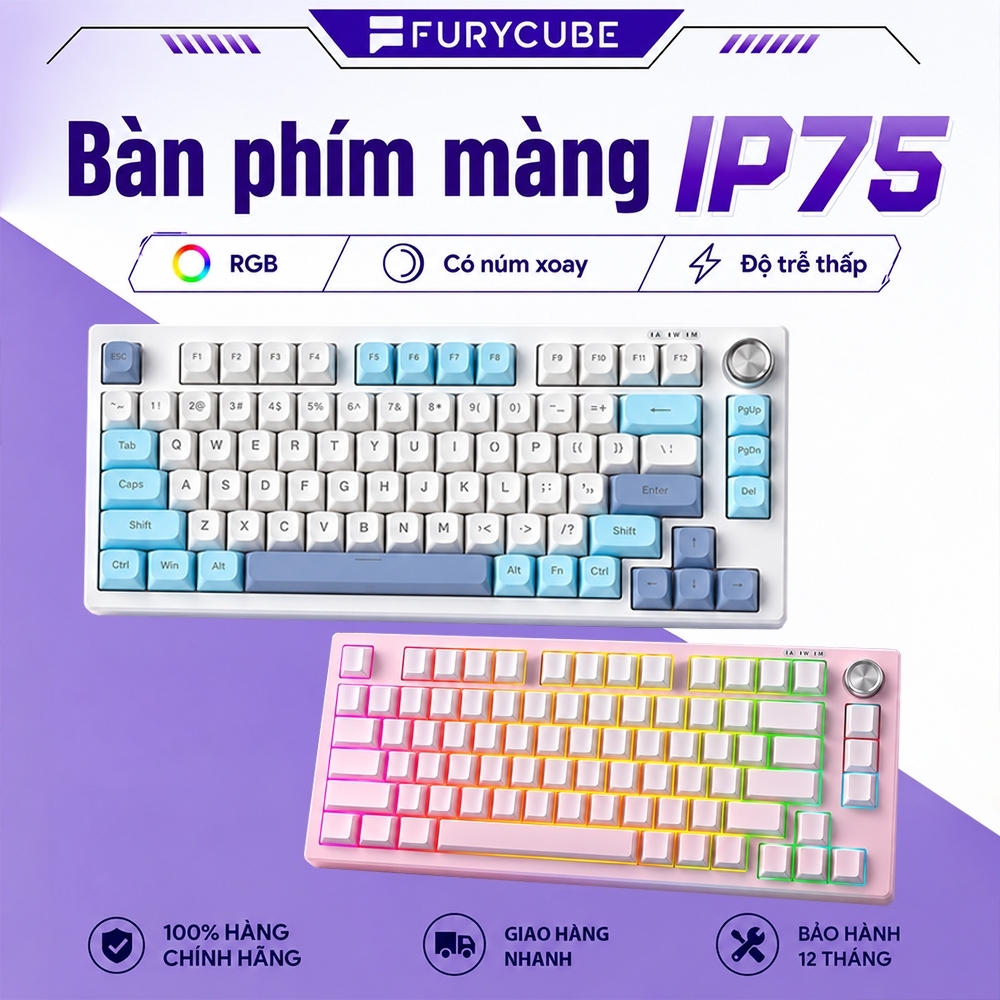 Bàn Phím Màng FURYCUBE IP75 Có Dây – RGB, Keycap PBT, Có Núm Xoay, Gaming & Văn Phòng, Win/macOS | BigBuy360 - bigbuy360.vn