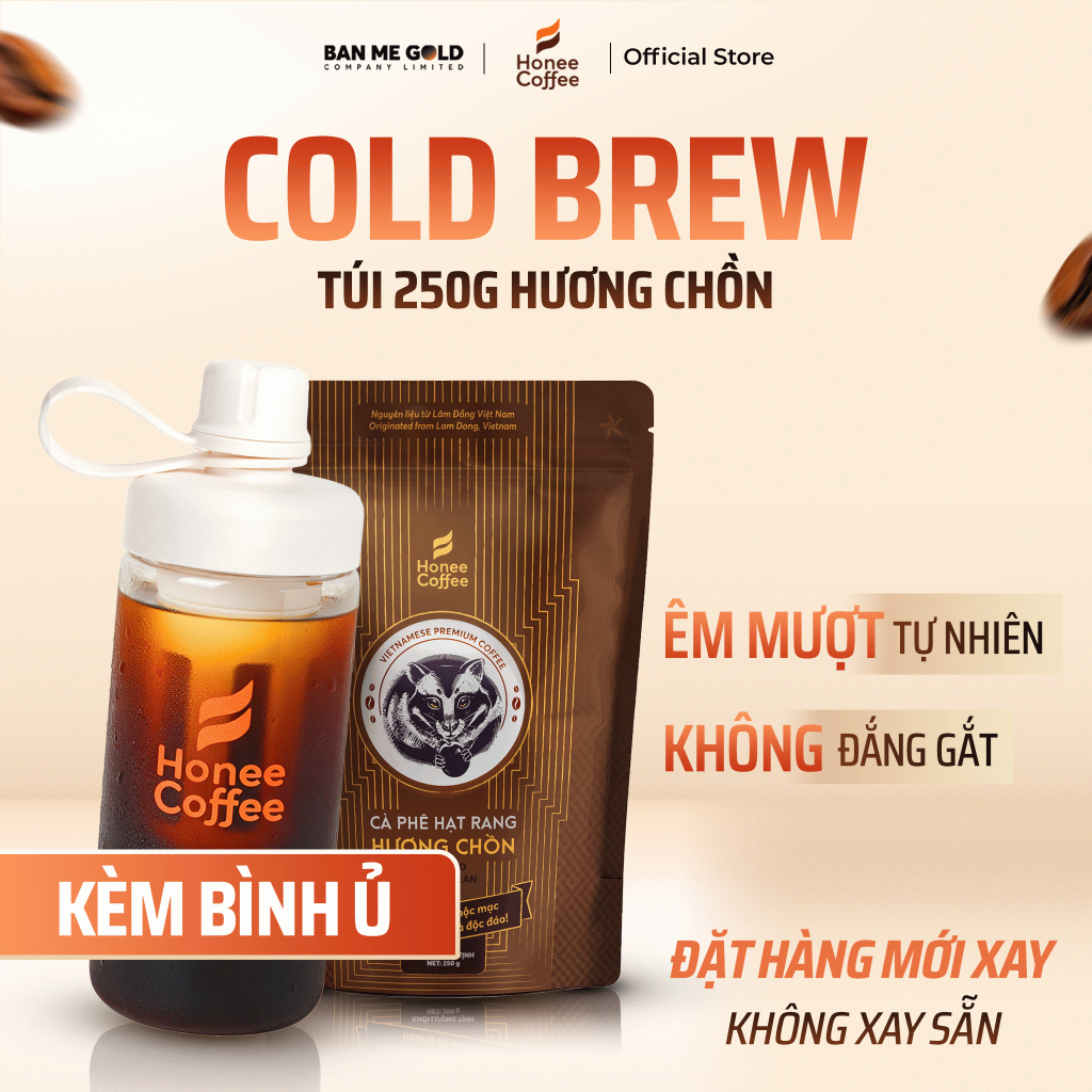 [KÈM BÌNH Ủ] Cà Phê Ủ Lạnh Cold Brew Hương Chồn SIÊU ÊM, MƯỢT, KHÔNG ĐẮNG GẮT - Cafe Ủ Lạnh Cold Brew