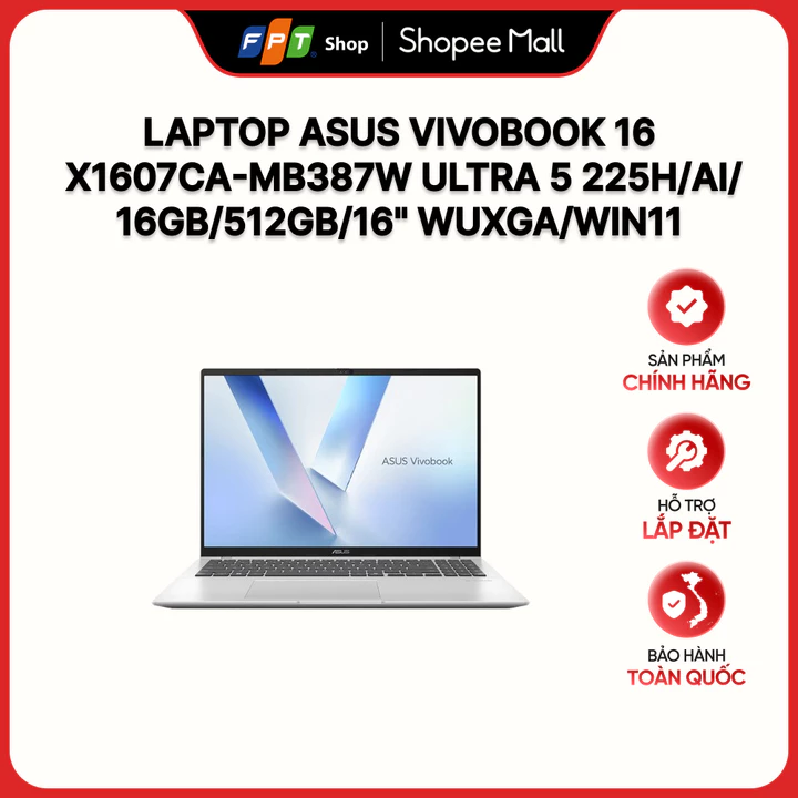 Laptop Asus Vivobook 16 X1607CA-MB387W Ultra 5 225H/AI/16GB/512GB/16" WUXGA/Win11