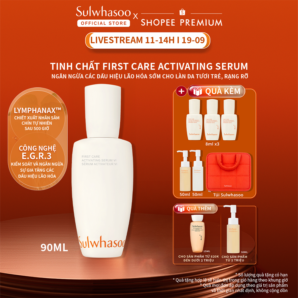 [Lan Ngọc 19.9 11H] Tinh chất chống lão hoá từ gốc Sulwhasoo First Care Activating Serum 90ML