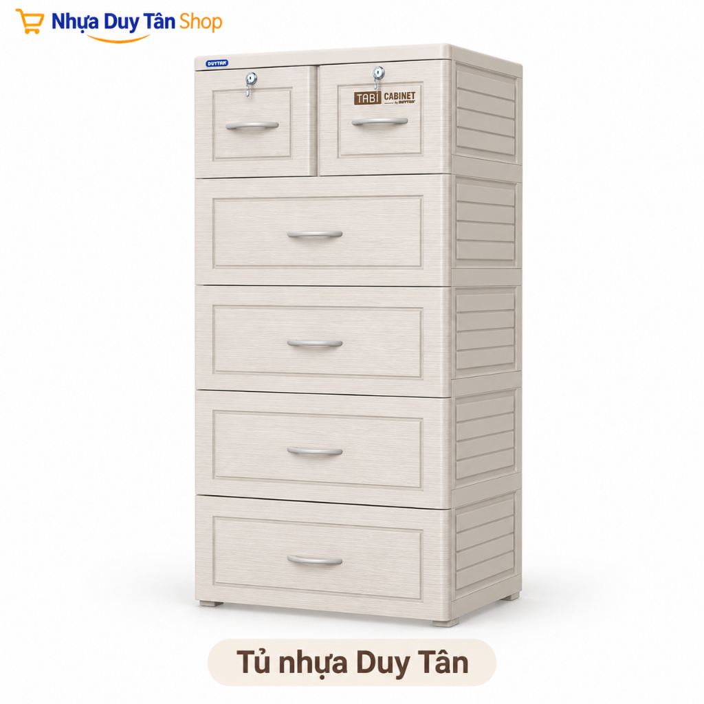 Tủ Quần Áo Nhựa Duy Tân 5 Tầng 6 Ngăn Tabi/Mina/Kata Có Bánh Xe – Tủ Nhựa Cho Bé Siêu Bền