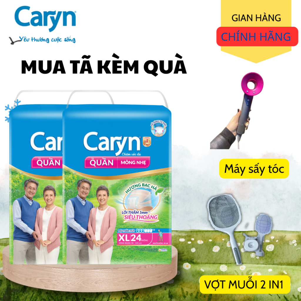[COMBO 2 tặng Máy sấy tóc] Tã quần Caryn người lớn mỏng nhẹ siêu thấm