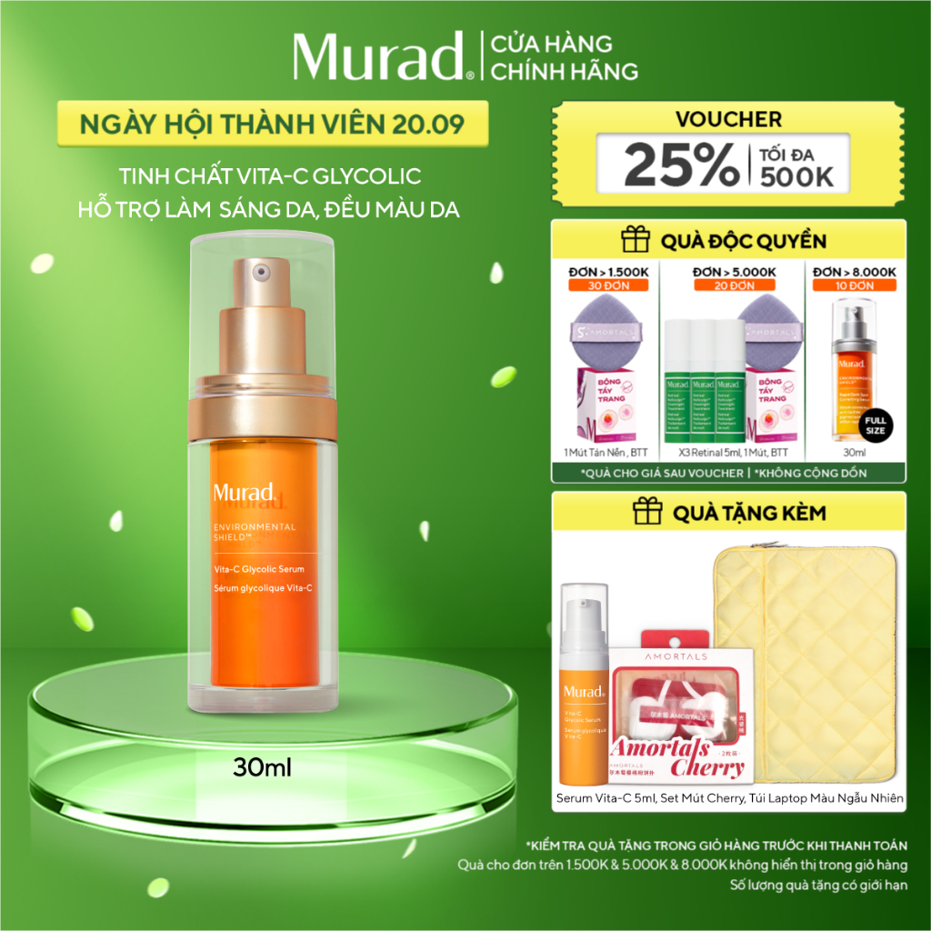 Tinh chất hỗ trợ sáng da, làm đều màu da Murad Vita-C Glycolic Serum 30ml