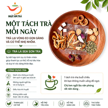 Trà Lá Sen Sơn Tra Eo Đẹp Dáng Thon 6 vị ( Sơn Tra, Lá Sen, Hoa Hồng, Cam Thảo, Bạch Linh, Trần Bì)