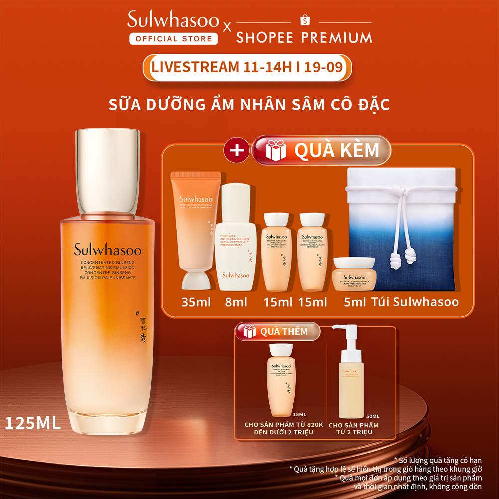 [Lan Ngọc 19.9 11H] Sữa Dưỡng Nhân Sâm Ngăn Ngừa Lão Hóa Da Sulwhasoo Concentrated Ginseng Rejuvenating Emulsion 125ml