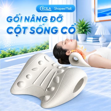 Gối kéo giãn cổ CECILA Gối Nệm Y Tế - Kê cổ công thái học 3D massage cổ vai gáy, hỗ trợ thư giãn