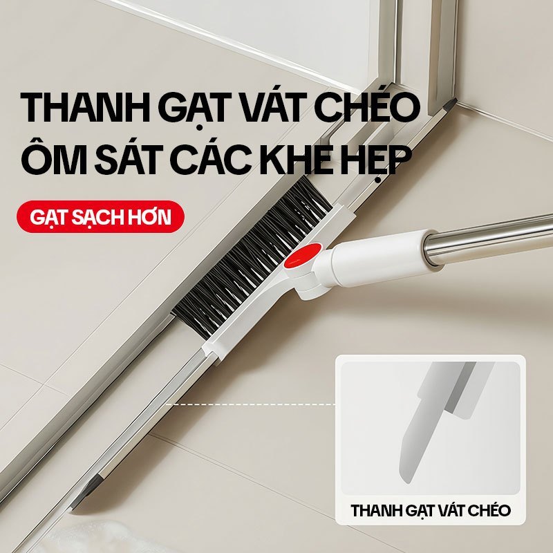Cây gạt nước sàn nhà OKwife HD-7307 53cm 3 trong 1, quét bụi chà sàn, cán inox 123cm | BigBuy360 - bigbuy360.vn