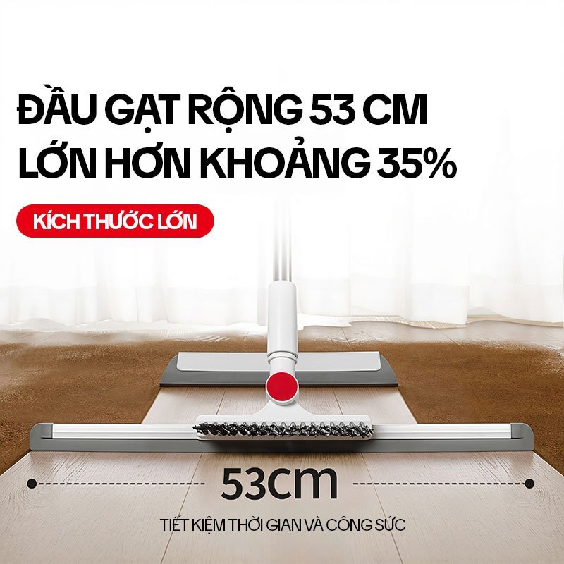 Cây gạt nước sàn nhà OKwife HD-7307 53cm 3 trong 1, quét bụi chà sàn, cán inox 123cm | BigBuy360 - bigbuy360.vn