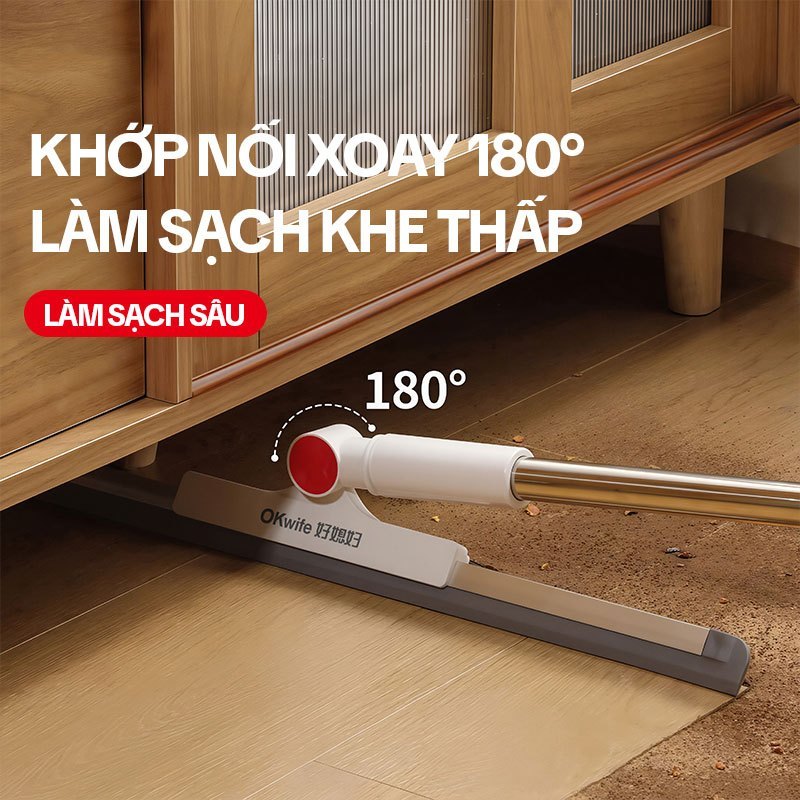 Cây gạt nước sàn nhà OKwife HD-7307 53cm 3 trong 1, quét bụi chà sàn, cán inox 123cm | BigBuy360 - bigbuy360.vn