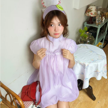 Đầm váy bí phồng đầm babydoll thắt nơ xinh xắn_EMI Dress