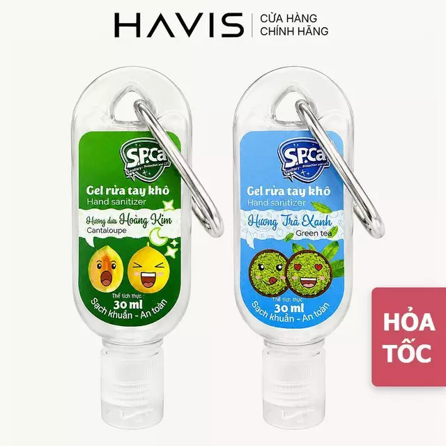 Rửa Tay Khô Kháng Khuẩn Spca 30ml |65ml Kèm Móc Khoá | Gel rửa tay khô Hasi Kokeshi 100ml