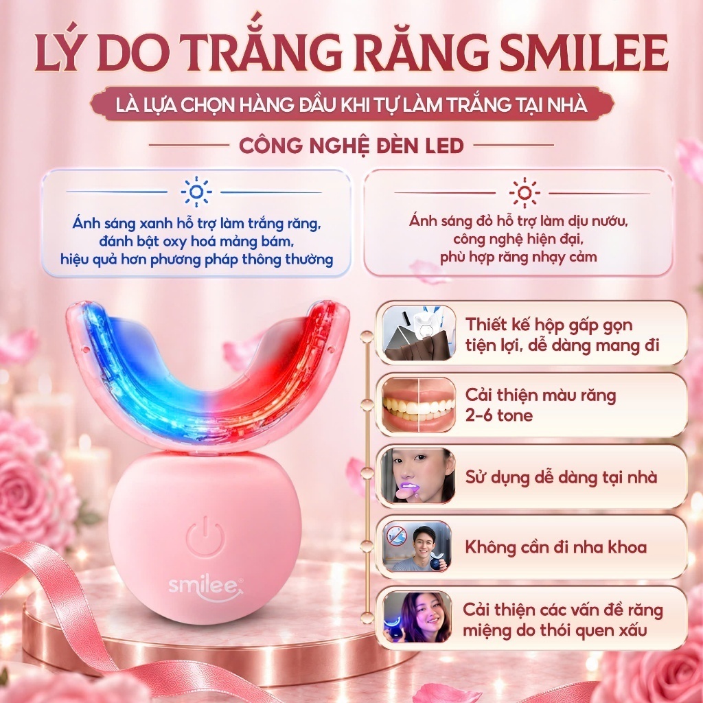 [GIÁ 631K TẠI LIVE SHOP] Trắng răng SMILEE EXTRA, bộ kit làm trắng răng từ 2-6 tone tại nhà, bộ quà tặng cho nữ, LIS | BigBuy360 - bigbuy360.vn