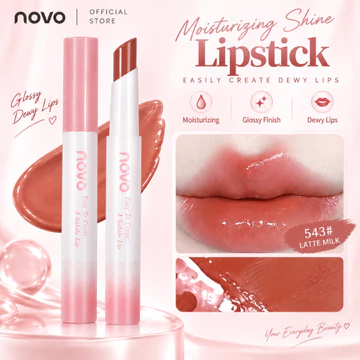 NOVO Son Môi Jelly Water Bóng Căng Mọng, Son Thỏi Dưỡng Ẩm, Mềm Môi, Hiệu Ứng Glass Lips, Màu Tự Nhiên, Không Nặng Môi