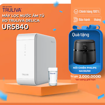 [Miễn phí lắp đặt - BH 1 năm] Máy lọc nước âm tủ bếp Truliva Delica UR5840, lõi RO cực đại
