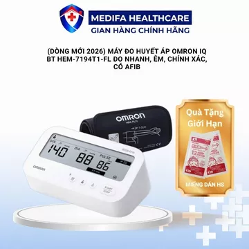 (Dòng mới 2026) Máy Đo Huyết Áp Omron IQ BT HEM-7194T1-FL Đo Nhanh, Êm, Chính Xác, Có Afib