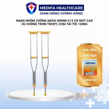 Nạng Nhôm Chống Nách Oromi C12 Có Mút Cao Su Chống Trơn Trượt, Chịu Tải Tới 120Kg