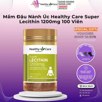 TPBVSK Mầm đậu nành Healthy Care Super Lecithin 1200mg của Úc 100 viên nhập khẩu