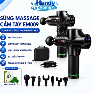 Máy Massage Cầm Tay Cát Á EM009, Súng Massage 30 Mức Độ Rung, 7 Đầu Massage, Màn Hình LCD Cảm Ứng