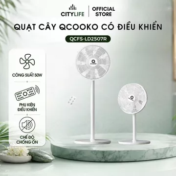 Quạt đứng,quạt điện Qcooko 7 Cánh CÔNG SUẤT LỚN SIÊU MÁT, điều khiển từ xa,hẹn giờ 9 tiếng,quạt cây