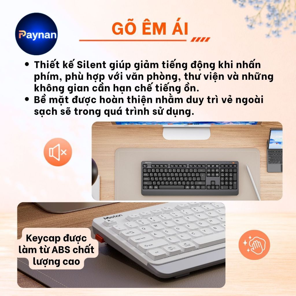 Bàn phím không dây Meetion BTK530 fullsize 108 phím dual mode Bluetooth + 2.4G chống ồn pin sạc sử dụng lên đến 100 giờ | BigBuy360 - bigbuy360.vn