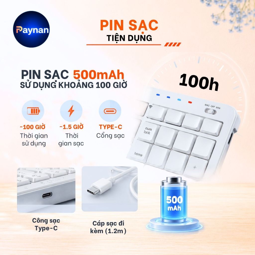 Bàn phím không dây Meetion BTK530 fullsize 108 phím dual mode Bluetooth + 2.4G chống ồn pin sạc sử dụng lên đến 100 giờ | BigBuy360 - bigbuy360.vn