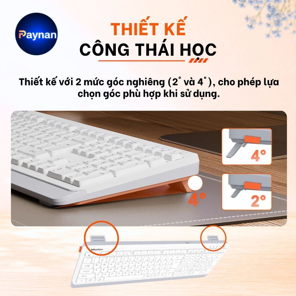 Bàn phím không dây Meetion BTK530 fullsize 108 phím dual mode Bluetooth + 2.4G chống ồn pin sạc sử dụng lên đến 100 giờ | BigBuy360 - bigbuy360.vn