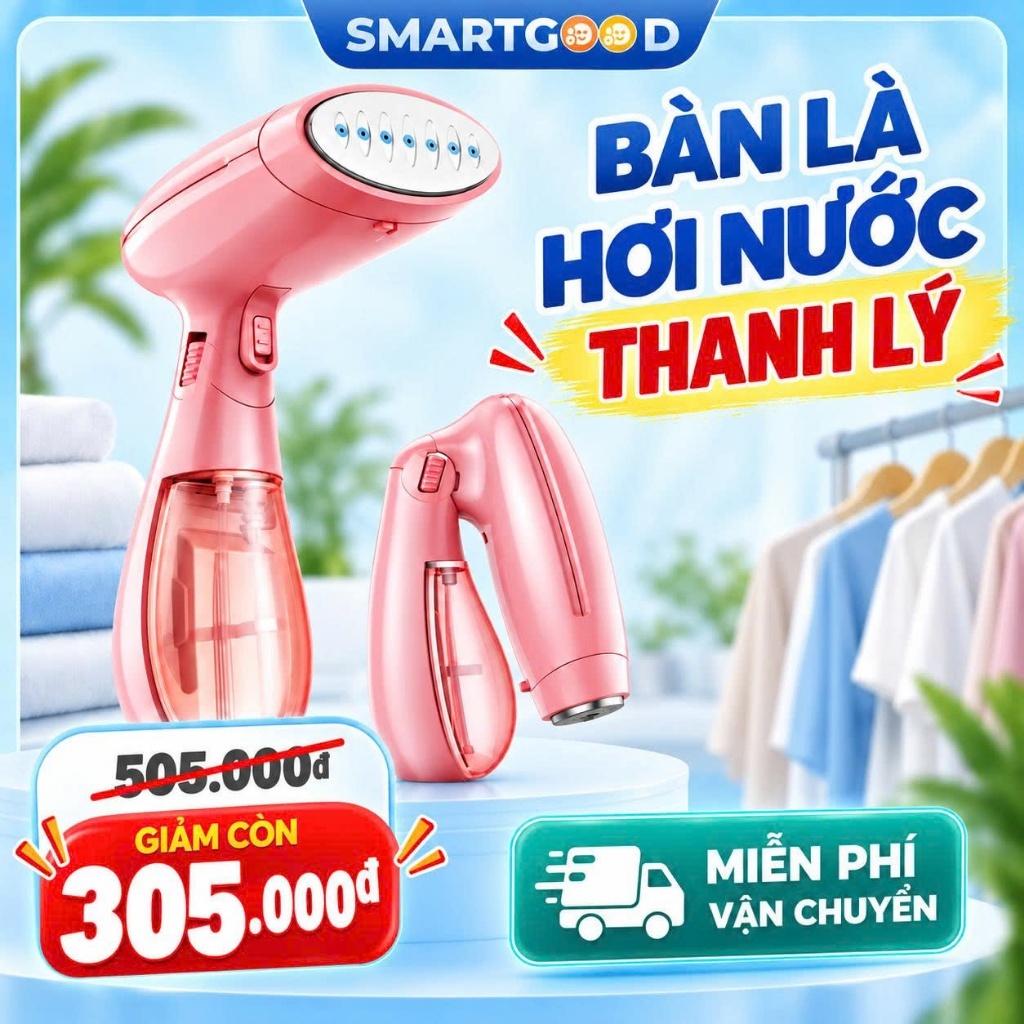 (Thanh Lý) Bàn Là Hơi Nước Cầm Tay 1550W Cao Cấp - Phun Hơi Nhanh, Chỉ Bị Trầy Xướt Không Hộp