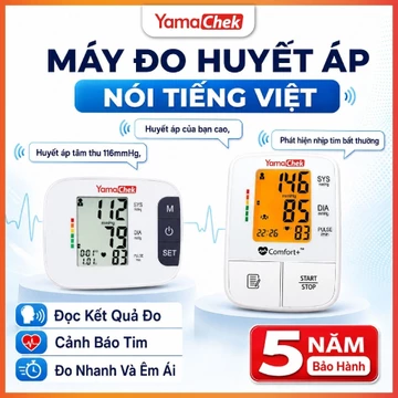 Máy Đo Huyết Áp Điện Tử YamaChek - Giọng Nói Tiếng Việt, Cảnh báo nhịp tim, Bảo hành 5 năm