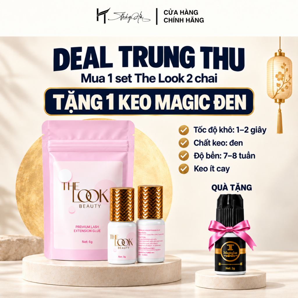 Keo nối mi siêu bền THE LOOK BEAUTY, ít cay khô 1-2s, bền 7-8 tuần, kháng nước kháng dầu, Thúy Hà