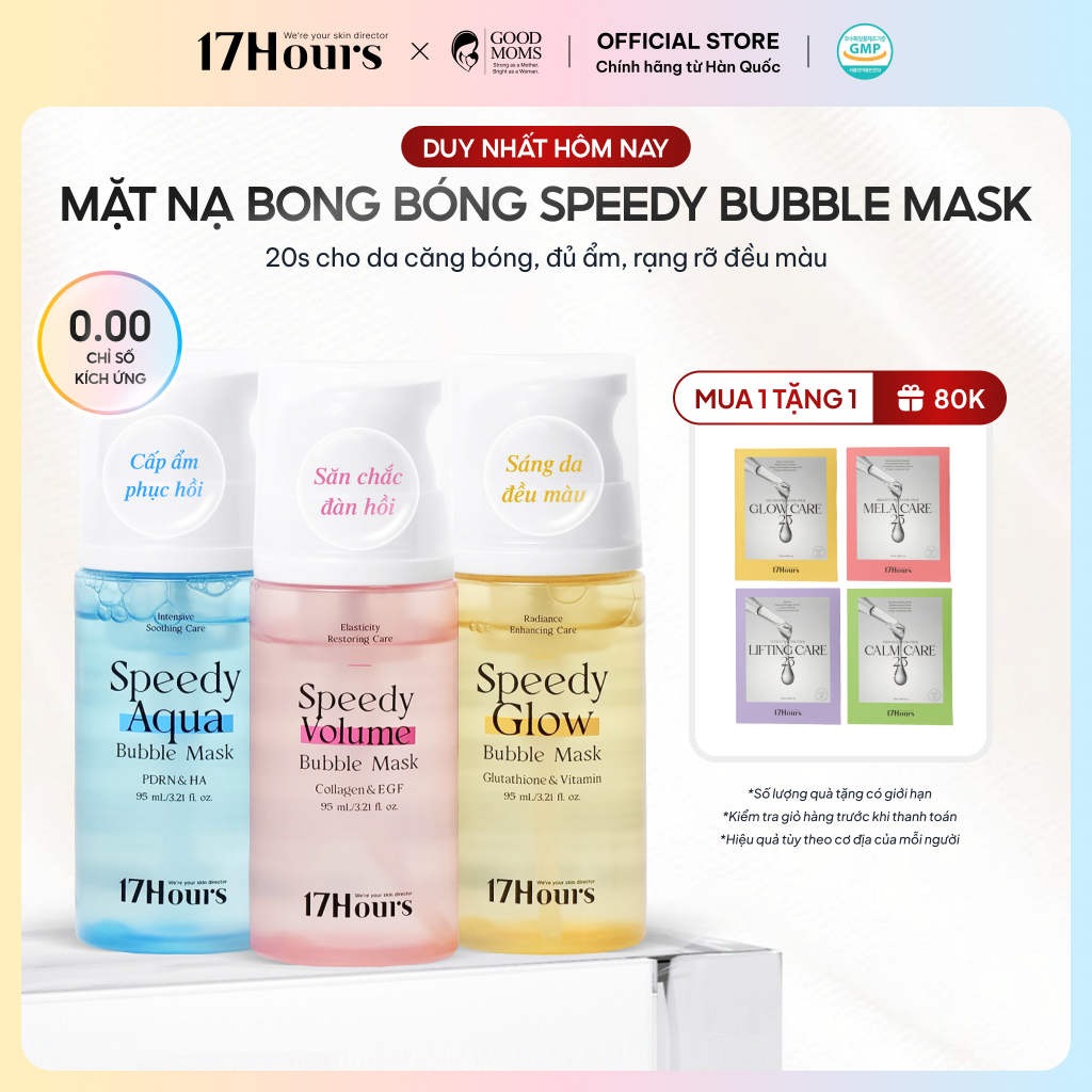 Mặt nạ bong bóng 17Hours Speedy Bubble Mask 95ml, mặt nạ sủi bọt, chăm da 20s,cấp ẩm & làm dịu, dưỡng sáng, tăng đàn hồi
