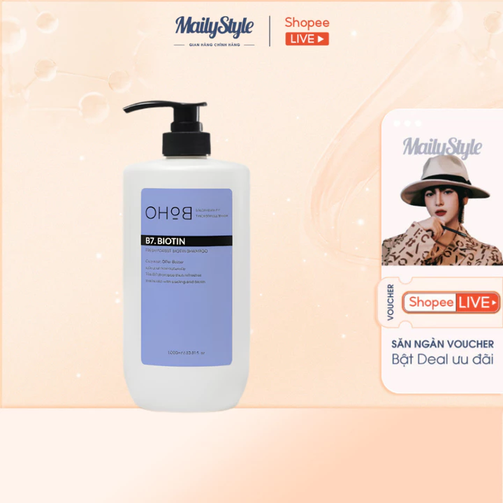 E12_Dầu gội Biotin tươi mát OHOB Fresh Forest Biotin Shampoo 1000ml