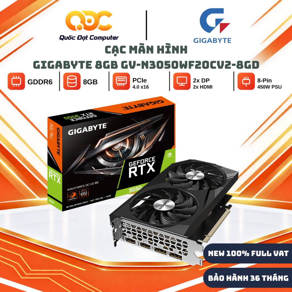 Card Màn Hình Gigabyte GeForce RTX 3050 WINDFORCE OC V2 8GB GDDR6 - VGA ...