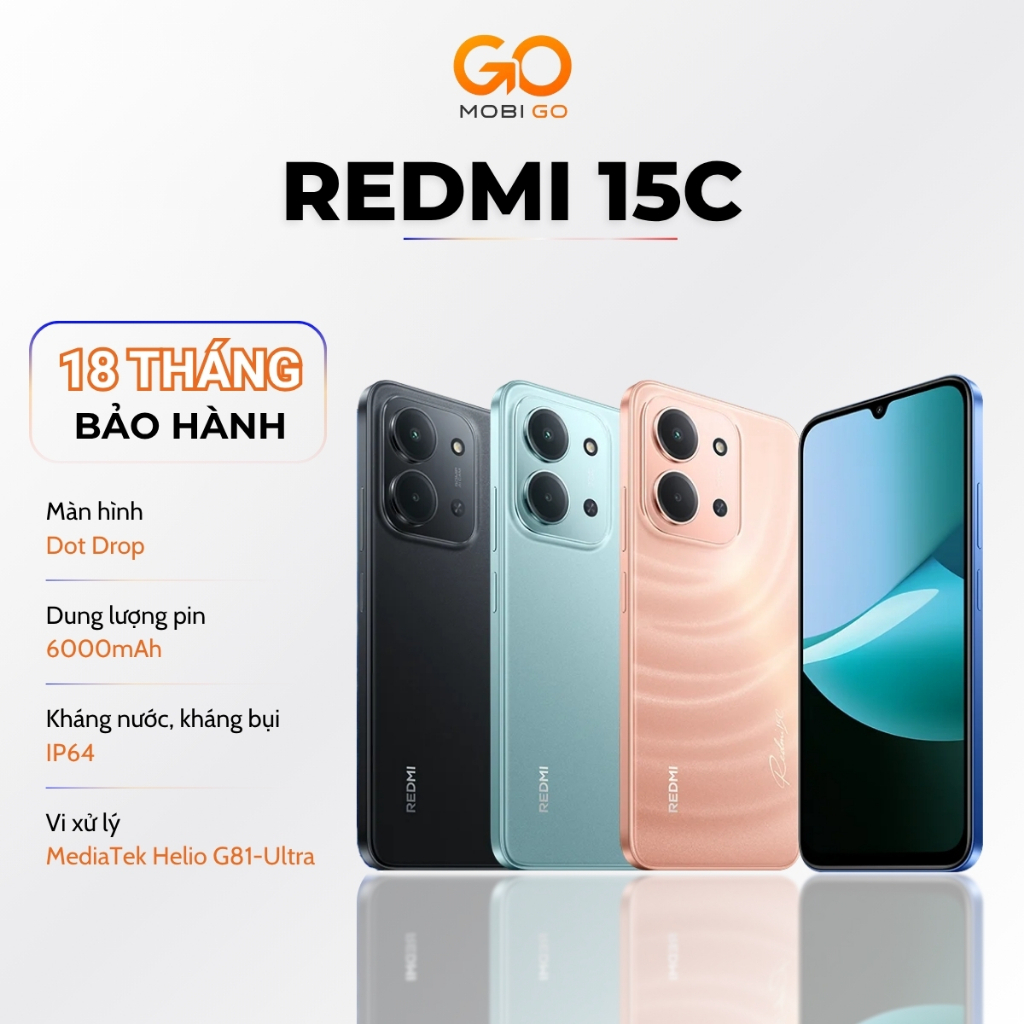 Điện Thoại Xiaomi Redmi 15C 6/128GB - Bản Quốc Tế - Bảo Hành Chính Hãng 18 Tháng