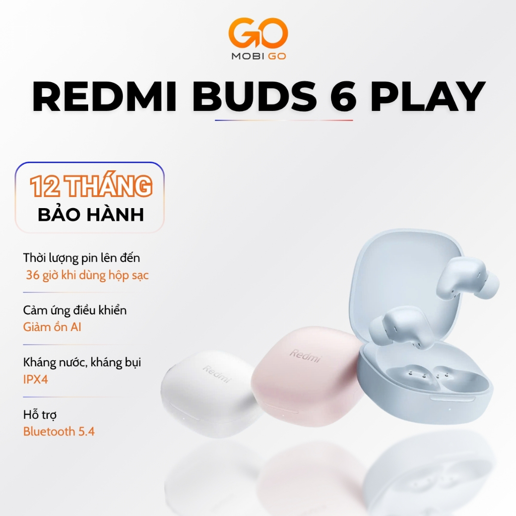Tai Nghe Không Dây Xiaomi Redmi Buds 6 Play - Độ trễ thấp - Hàng chính hãng - Bảo hành 12 tháng | BigBuy360 - bigbuy360.vn