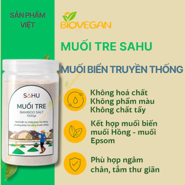 Muối tre Sahu Muối biển truyền thống Ăn thực dưỡng - Ăn Chay - Ăn Kiêng BioVegan