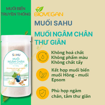 Muối Ngâm chân thư giãn Epsom Sahu Muối biển truyền thống Ăn thực dưỡng - Ăn Chay - Ăn Kiêng BioGarden