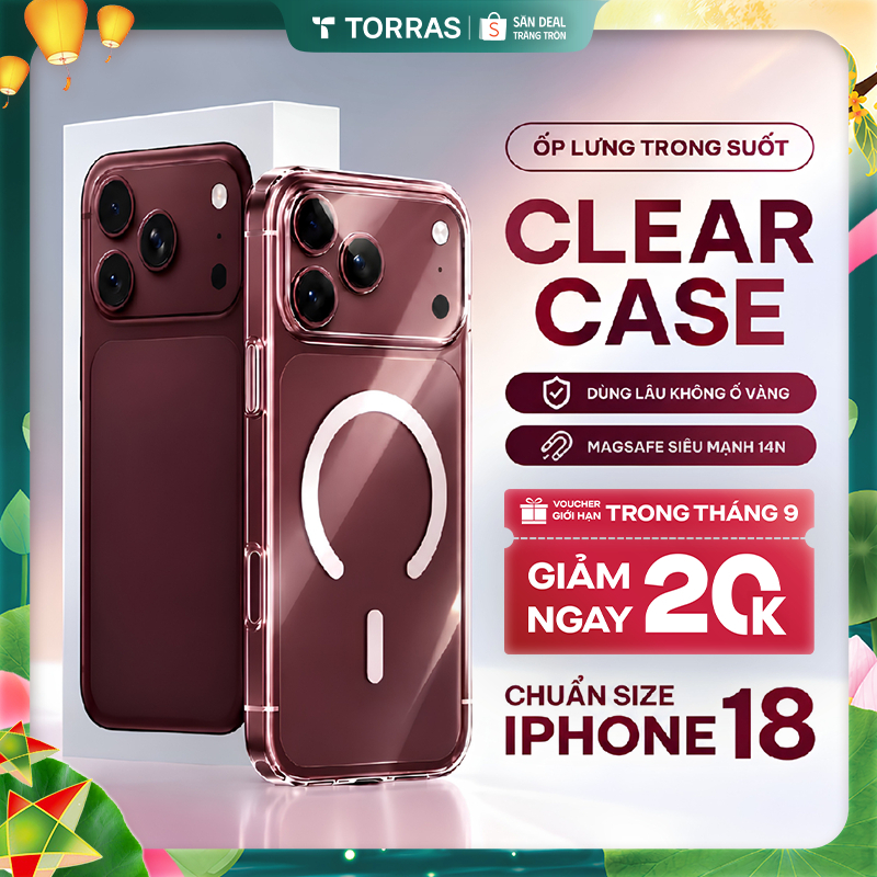 [Không Ố Vàng] Ốp Lưng iPhone Trong Suốt TORRAS Bảo Hành Kèm Bảo Vệ Camera 17 Pro Max 15 16 14 13 12 11 Plus Air