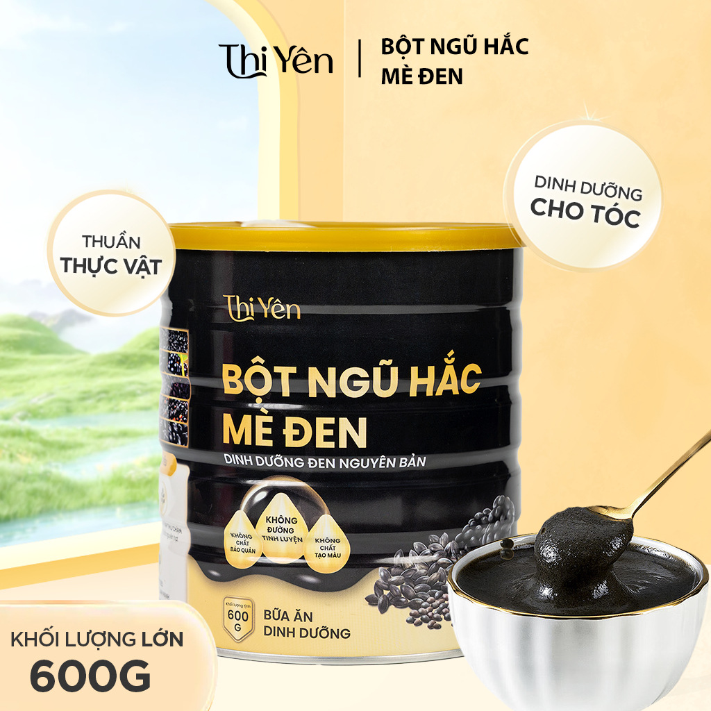 Bột Ngũ Hắc Mè Đen Dưỡng Sinh Thi Yên 600g/ Lon - Bữa Sáng & Bữa Phụ Tiện Lợi, Dinh Dưỡng Cho Tóc & Giấc Ngủ