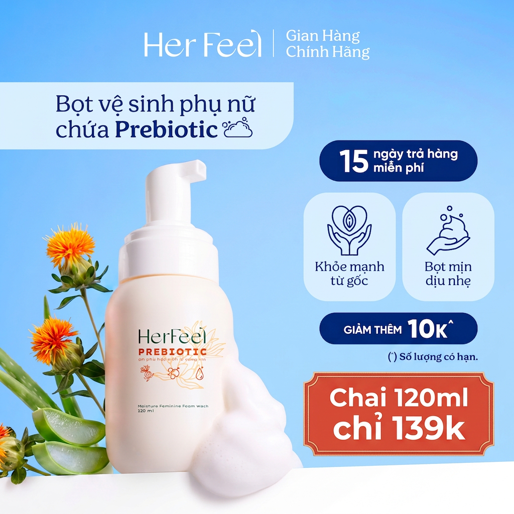 Bọt Dung Dịch Vệ Sinh Nữ PlayAh! Her Feel Prebiotic - Dòng Sensitive Dưỡng Ẩm Chuyên Sâu/Rose Sạch Thơm Toàn Diện 150ml